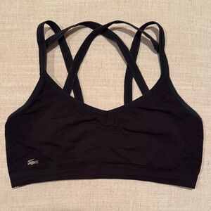 Lacoste Women's Black Sports Bra with Crossback Straps